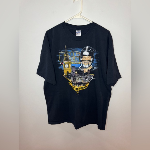 Pre-Owned XL Ben Roethlisberger Pittsburgh Steelers Vintage Big Ben Black TShirt - Picture 1 of 6